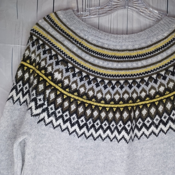 Cynthia Rowley Wool Blend Grey Fair Isle Sweater Dress - Women's M - Picture 13 of 14